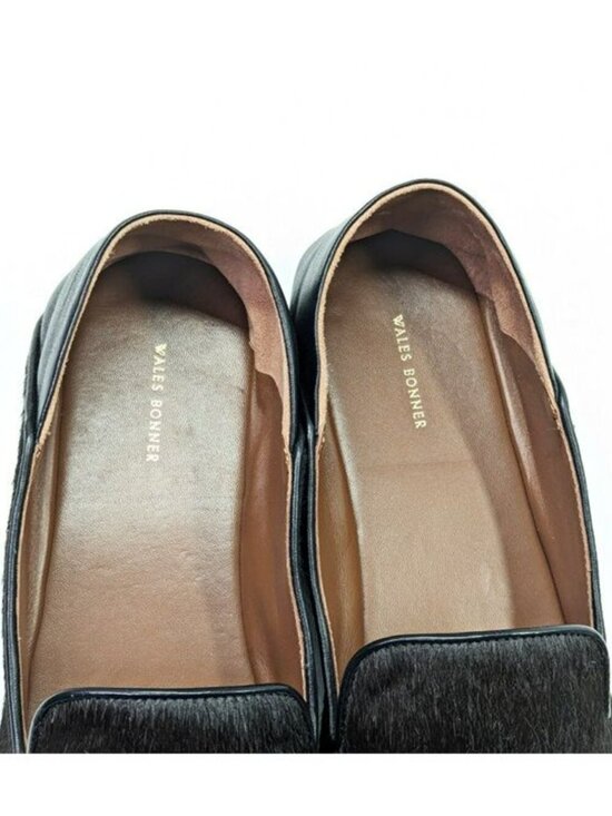 Wales Bonner Men\'s Black Calf Hair Slip On Moccasin Loafers Size 43 (MSRP $775) main image 6